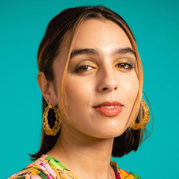 14K Yellow Gold Over Sterling Silver Bamboo Acrylic Hoops in Lemon