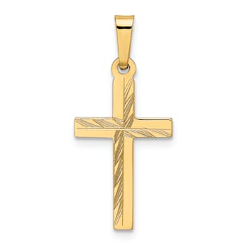 14k Yellow Gold Diamond-cut Small Cross Pendant