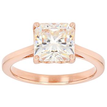Diamond Simulant Ring In 18K Rose Gold Over Sterling Silver 3.13ct