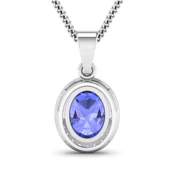 Tanzanite and White Diamond 14K White Gold Pendant with 18 inch Cable
Chain 1.60ctw