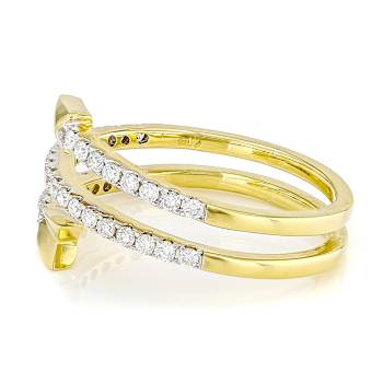 Lab-Grown Diamond Arrow Bypass Ring In 14K Gold Over Sterling Silver 0.35ctw