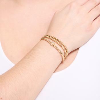 Initial Y CZ Beaded Bracelet Set In 14K Gold Over Brass 0.09ctw
