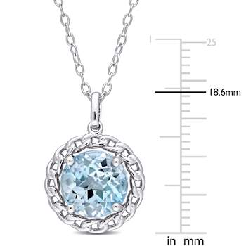 3.50ctw Sky Blue Topaz Halo Pendant with Chain in Sterling Silver
