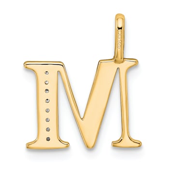 14K Yellow Gold Diamond Letter M Initial Pendant