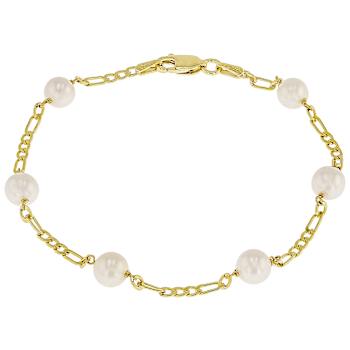 Cultured Freshwater Pearl Station Bracelet In 18K Gold Over Sterling
Silver 6-7mm