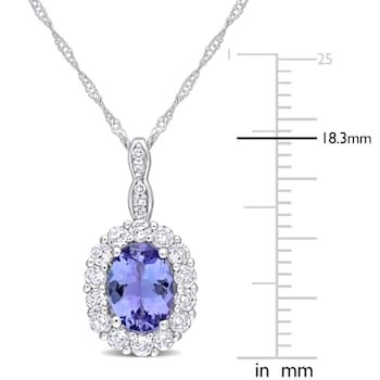 1.87ctw Tanzanite, White Topaz And Diamond Accent 14k White Gold Pendant
With Chain