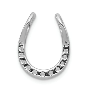 Rhodium Over 14k White Gold Diamond Horseshoe Chain Slide Pendant