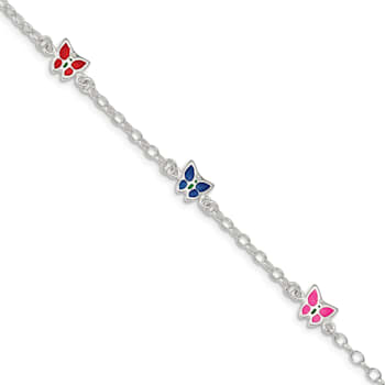 Sterling Silver Multi-color Enamel Butterfly with 1-inch Extensions
Children's Bracelet