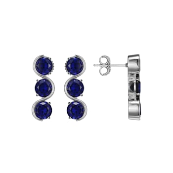 Lab Created Blue Sapphire Platinum Over Silver September Birthstone
Earrings 4.94ctw
