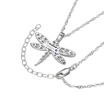 White Cubic Zirconia Platineve® Dragonfly Pendant With Chain 0.32ctw