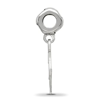 Rhodium Over Sterling Silver LogoArt Delta Gamma Anchor on Heart Bead