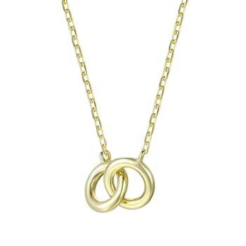 Interlocking Rings Station Necklace In 14K Gold Over Brass