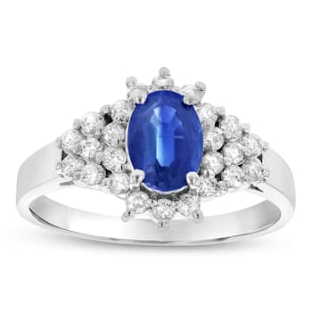 1.10ctw Sapphire and Diamond Ring in 14k White Gold