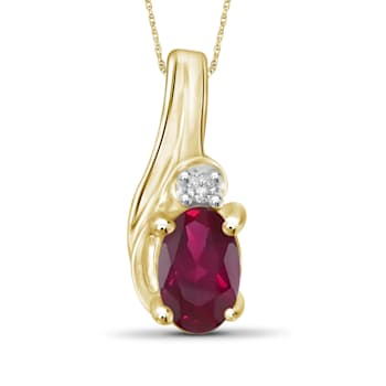 Red Ruby 14K Gold Over Sterling Silver Pendant with Chain 0.44ctw