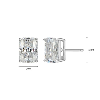 Emerald Cut Moissanite Platineve Stud Earrings 3.50ctw DEW