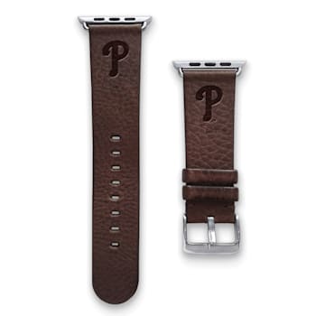 Gametime MLB Philadelphia Phillies Brown Leather Apple Watch Band
(38/40mm M/L). Watch not included.