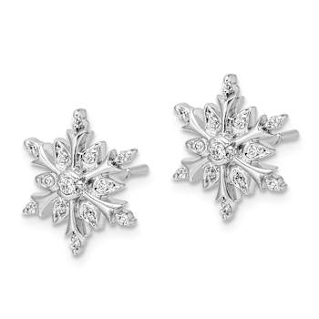 14K White Gold Diamond Snowflake Earrings