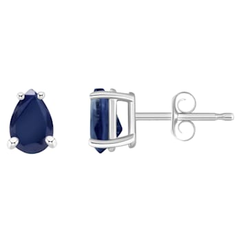 6x4mm Pear Shape Sapphire 14k White Gold Stud Earrings