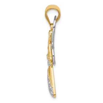 14K Two-tone Gold  Textured Angel Pendant