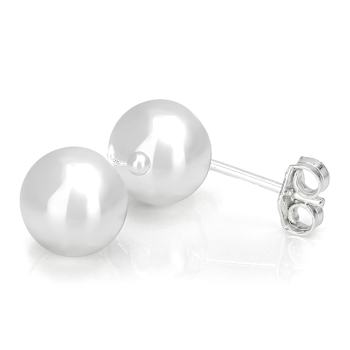 Large Sterling Silver Ball Stud Earrings 8mm In Sterling Silver