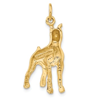 14k Yellow Gold Solid Diamond-Cut, Brushed and Polished Boxer Charm