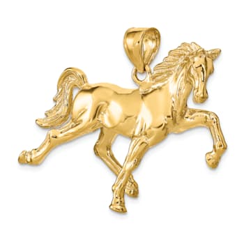 14k Yellow Gold 3D Polished Horse pendant