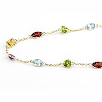 Multi-Gem 14k Yellow Gold 18" Necklace 11.05ctw