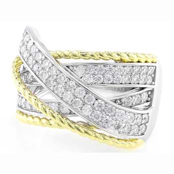 Round Moissanite Two-Tone Jewelry Set In 14K Gold Over Sterling Silver