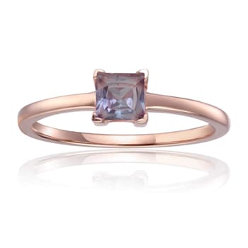 Square Lab Created Alexandrite 14K Rose Gold Over Sterling Silver
Solitaire Ring, 0.55ct