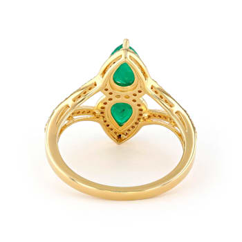 Emerald and Diamond 14K Yellow Gold Over Sterling Silver Ring 1.40ctw