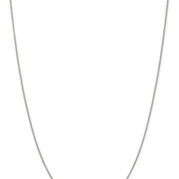 Rhodium Over Sterling Silver 0.9mm Box Chain with 2-inch Extension