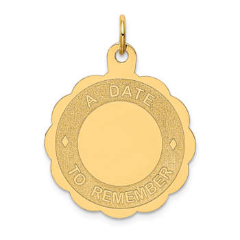 14k Yellow Gold Textured A Date To Remember Disc Charm