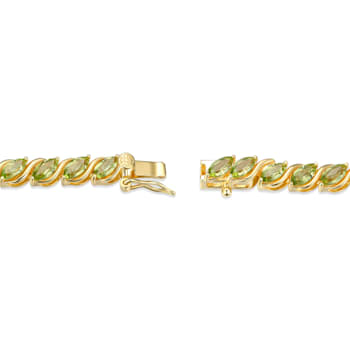 Green Peridot 18k Yellow Gold Over Sterling Silver Tennis Bracelet