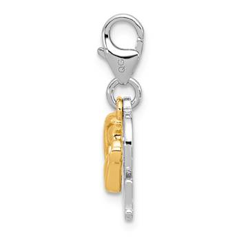 Sterling Silver and Gold Tone Rhodium Over Sterling Silver Cubic
Zirconia Mother's Love Mom Charm