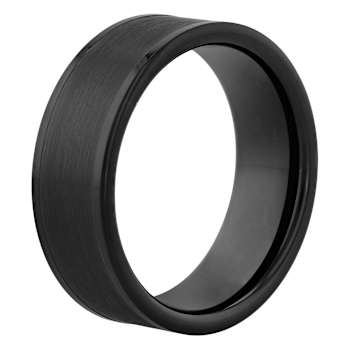 Robert Alton Men's Black Ion Plated 8mm Band Ring In Tungsten