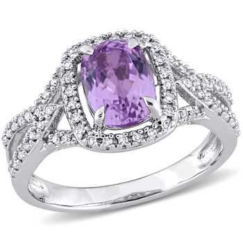 Kunzite and Diamond 14K White Gold Ring 0.174ctw