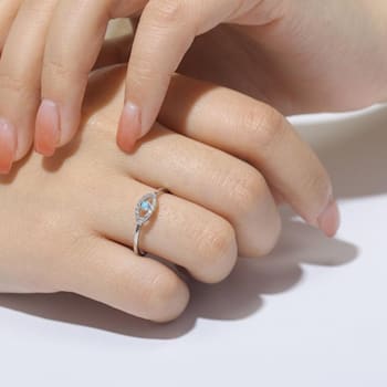 Blue Lab Created Opal and White CZ Ring Rhodium Over Sterling Silver
Evil Eye Jewelry