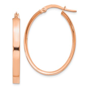 14k Rose Gold 1 3/16" Oval Hoop Earrings