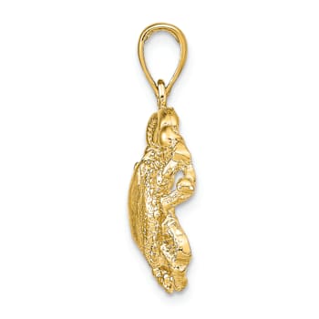 14k Yellow Gold Textured Crab Pendant