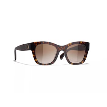 Chanel Dark Brown Tortoise "CC" Logo Accent Frame/ Brown Lens Sunglasses
