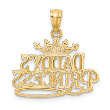 14k Yellow Gold and Rhodium Over 14k Yellow Gold Daddy's Princess Pendant