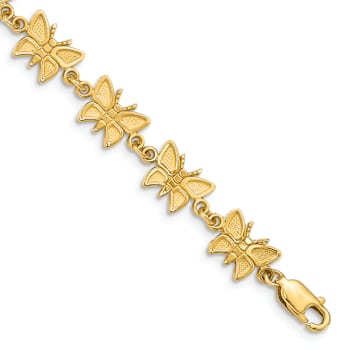 14k Yellow Gold Butterfly Link Bracelet