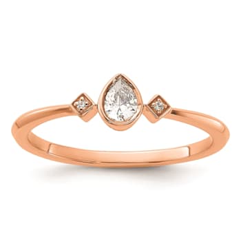 14K Rose Gold Petite Pear Diamond Ring 0.13ctw