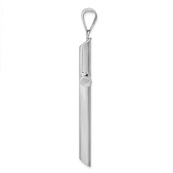 Rhodium Over 14k White Gold 3D Polished Tube Cross Pendant