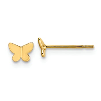 14k Yellow Gold Butterfly Stud Earrings