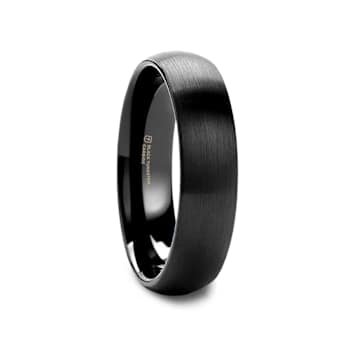 RAIDER Domed Brush Finished Black Tungsten Wedding Band 4mm