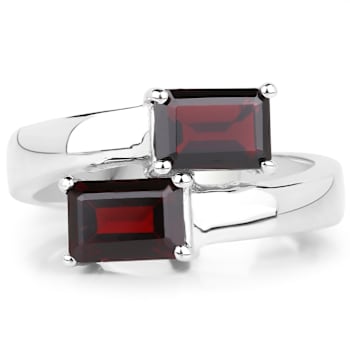Red Garnet Bypass Ring In Sterling Silver 2.40ctw