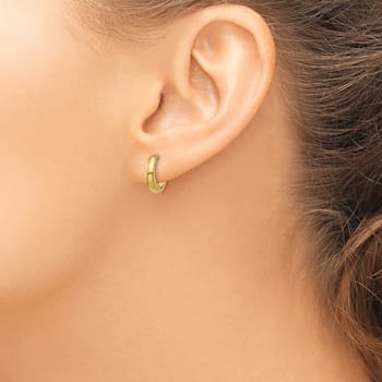 14K Yellow Gold 7/16" Polished Hinged Hoop Earrings
