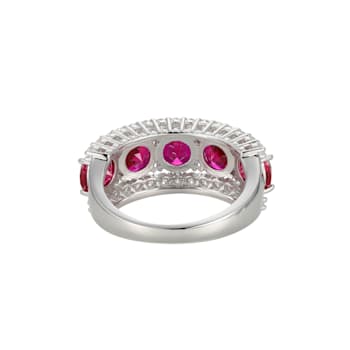 Lab Created Ruby And White Cubic Zirconia Platinum Over Sterling Silver
Ring 5.20ctw