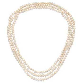 7-8mm White Freshwater Cultured Pearl 76-inch Slip-on Necklace